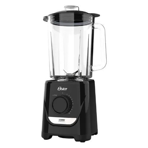 Liquidificador copo de vidro com base quadrada e tampa pretos