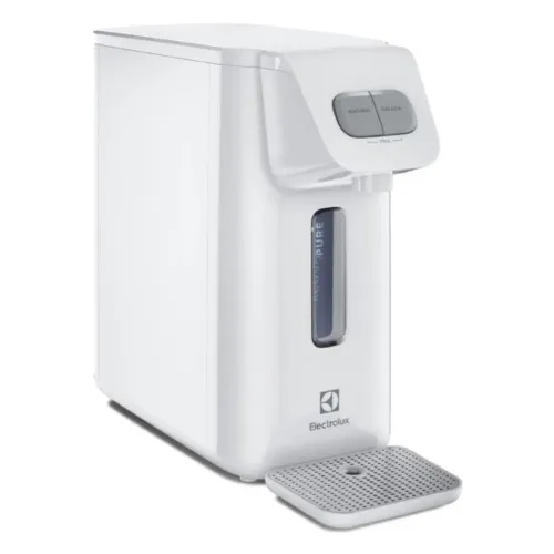 Purificador de água gelada branco, compacto com dois botões físicos grandes