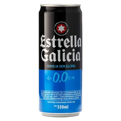 Lata de cerveja 0 com rótulo preto e azul
