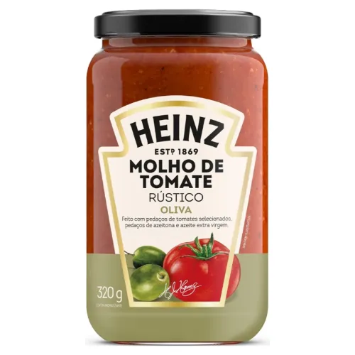 Vidro de molho com tampa preta e rótulo verde