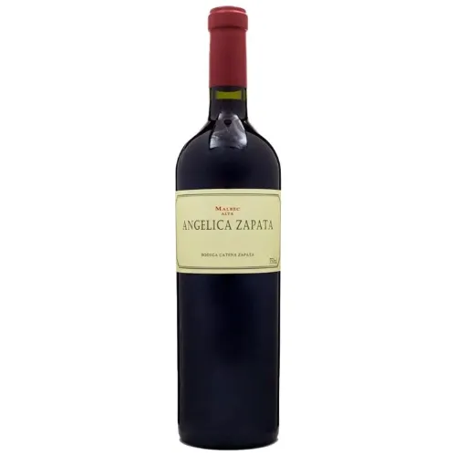 Vinho malbec com rolha vermelha e rótulo envelhecido