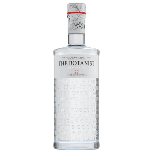 Garrafa de gin longa com vidro em alto relevo