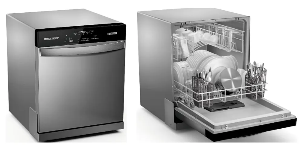 Lava louças 8 serviços quadrada com portas e laterais e painel grande preto