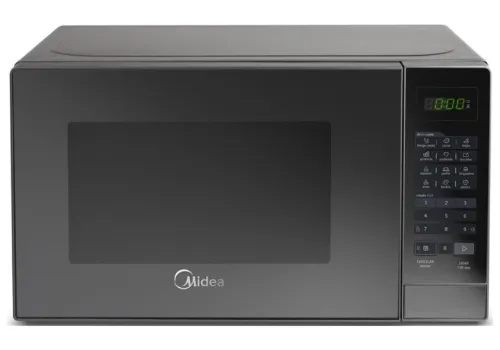 Microondas todo cinza com painel espelhado