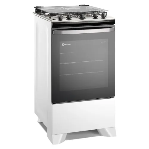 Fogão de 4 bocas com tampa de vidro grande e mesa de inox com tampa