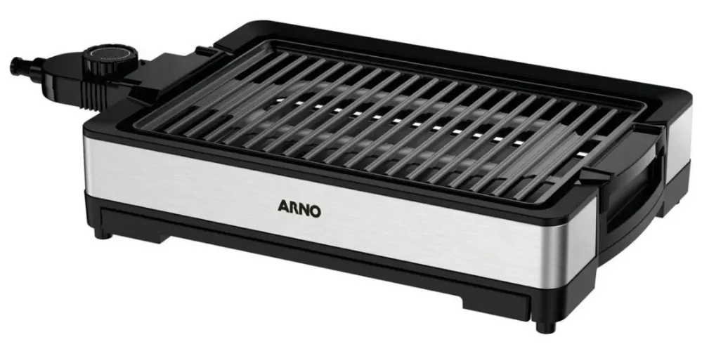 Churrasqueira elétrica quadrada com laterais em inox