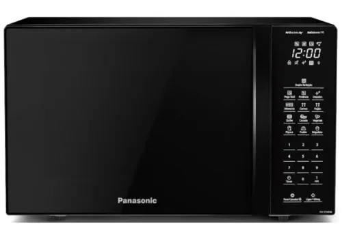 Forno microondas todo preto e com teclas em branco